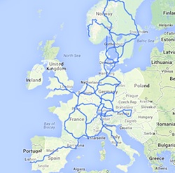 tesla supercharger routes