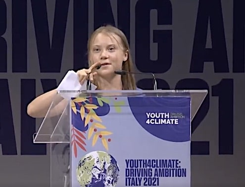 Greta Thunberg blabla in Milaan
