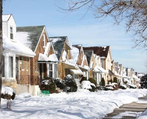 huizen in de winter