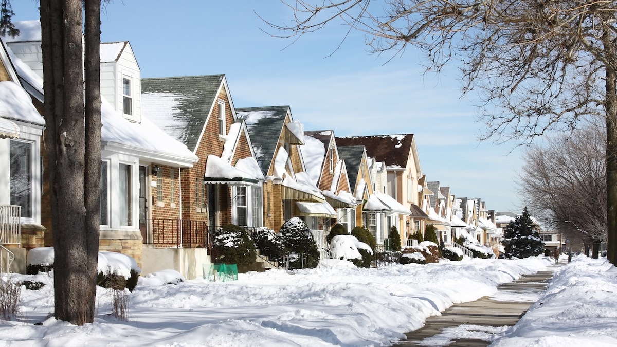 huizen in de winter