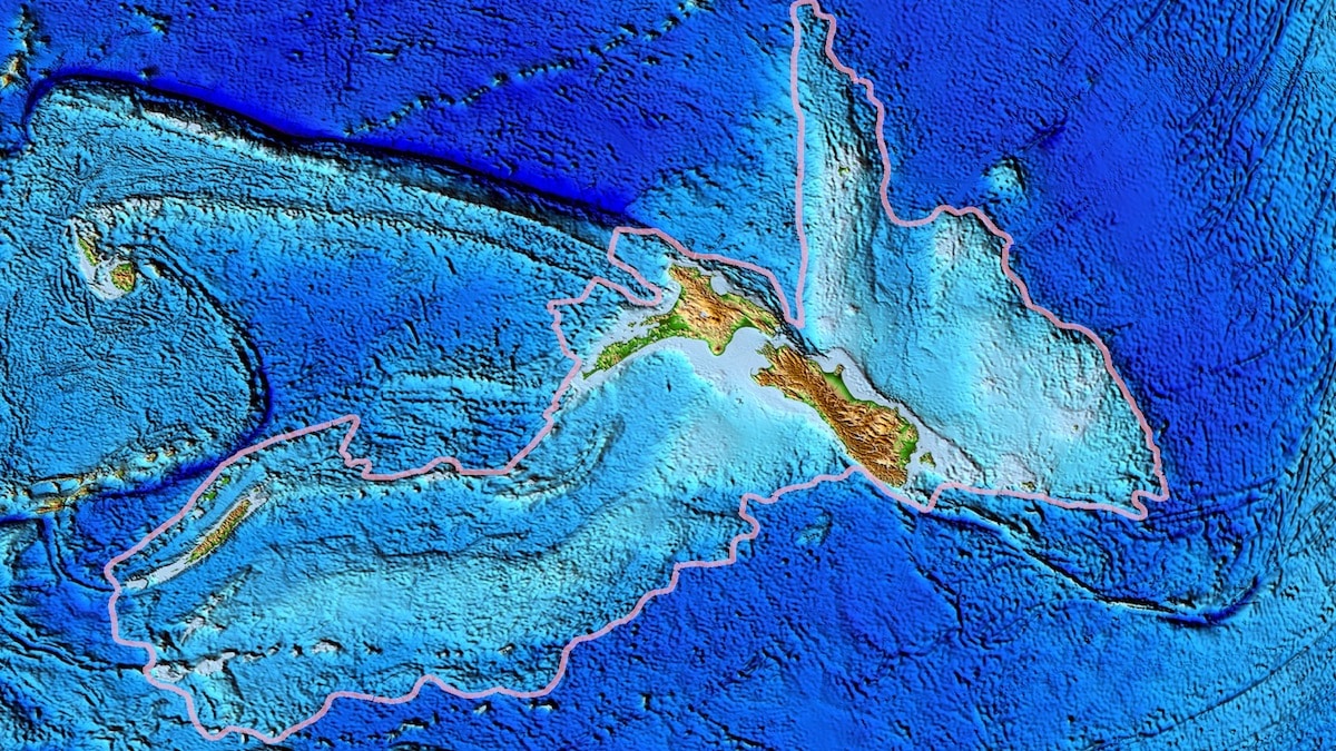 kaart van verborgen continent zealandia