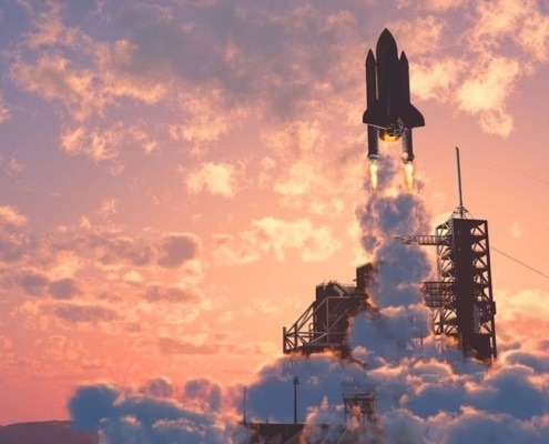 Lancering van een space shuttle