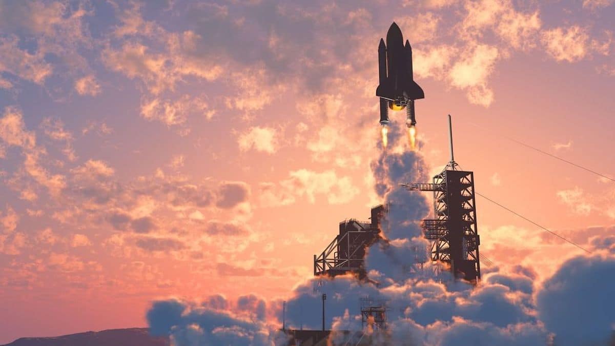 Lancering van een space shuttle