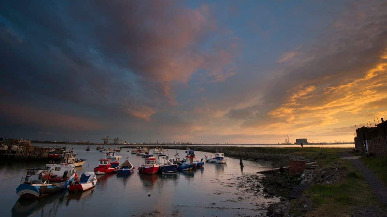 haven bij avondlicht